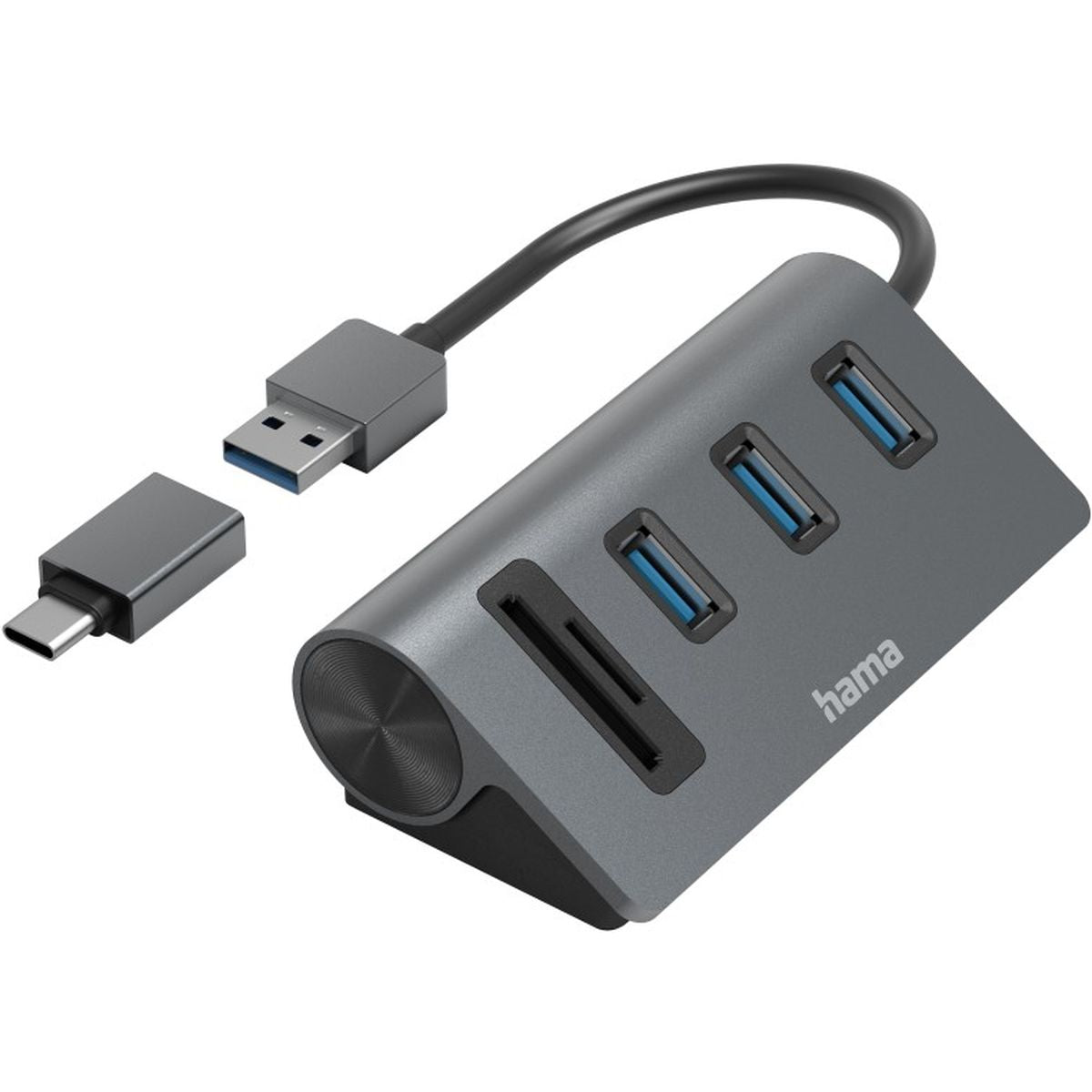 Hama OTG-Hub/Card Reader 5-Port 3X USB-A SD MicroSD w/ USB-C-Adapter