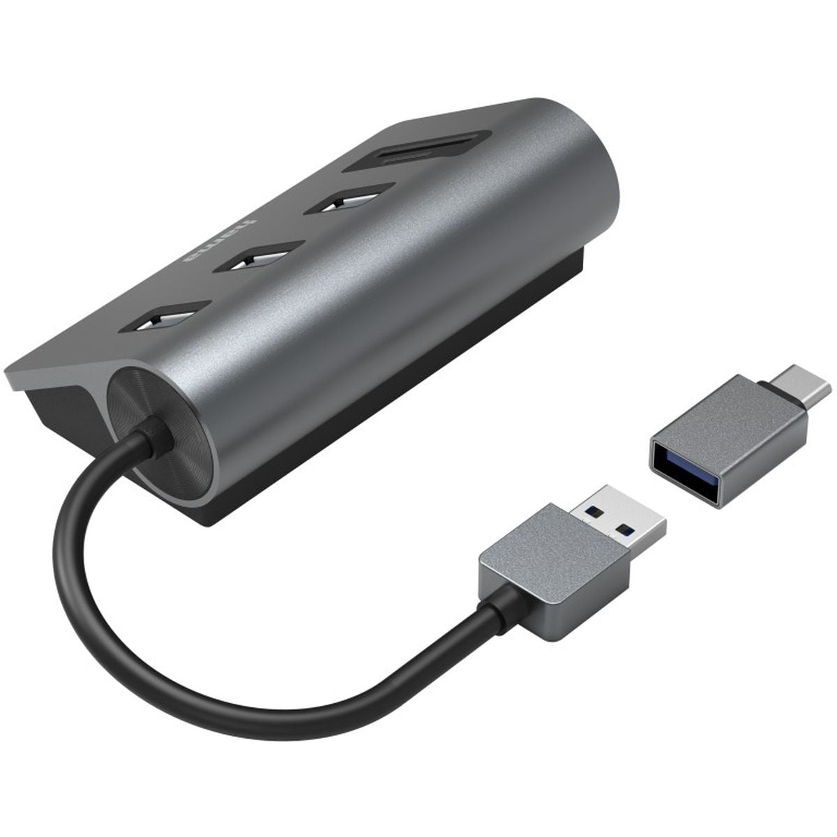 Hama OTG-Hub/Card Reader 5-Port 3X USB-A SD MicroSD w/ USB-C-Adapter - image 2 of 3