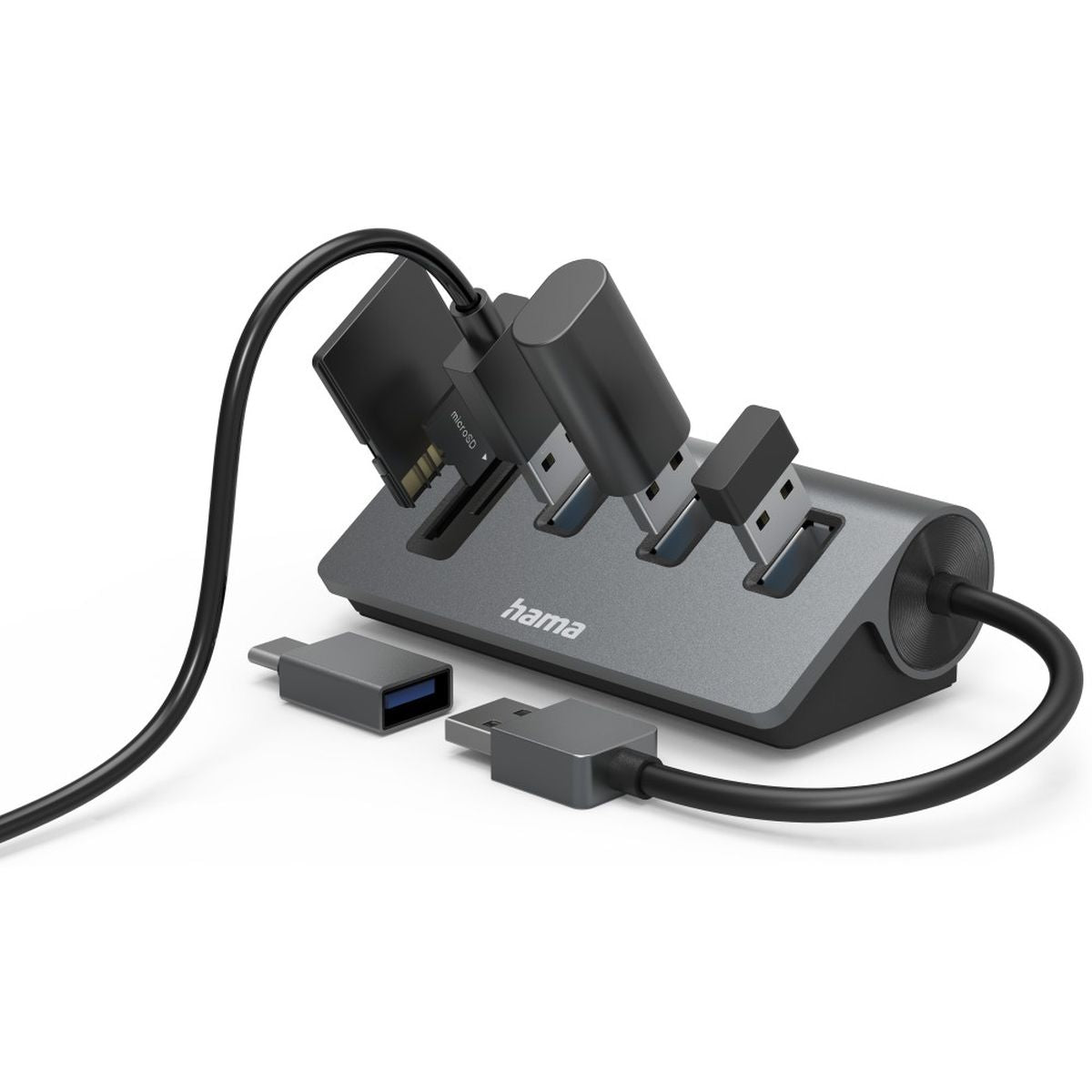 Hama OTG-Hub/Card Reader 5-Port 3X USB-A SD MicroSD w/ USB-C-Adapter - image 3 of 3