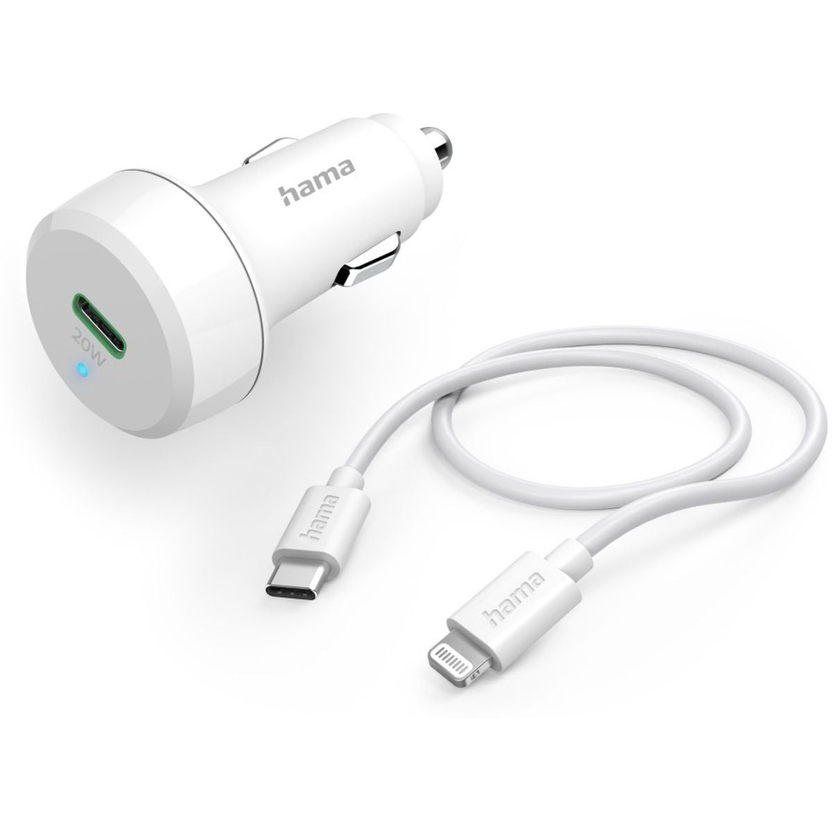 Hama Auto-Oplaadset Lightning Power Delivery (PD) 20W White