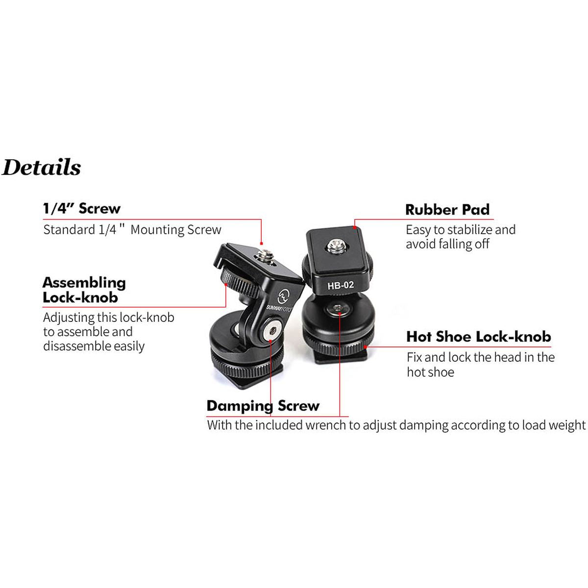 Sunwayfoto Hot Shoe Tilt Head HB-02