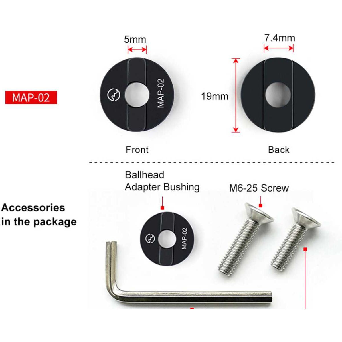 Sunwayfoto Manfrotto Ball Head Adapter Sunken Top MAP-02