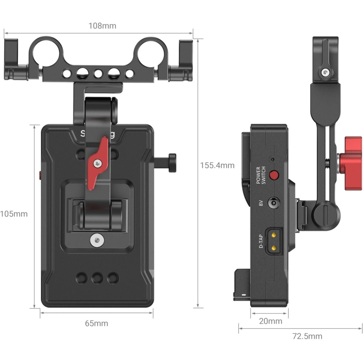 SmallRig 3499B Battery Adapter Plate V-Mount (Basic Version) w/ Extension Arm - image 4 of 5