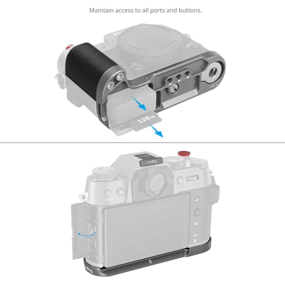 SmallRig 4712B L-Shape Grip For Fujifilm X-T50 (Silicone/Charcoal Silver)