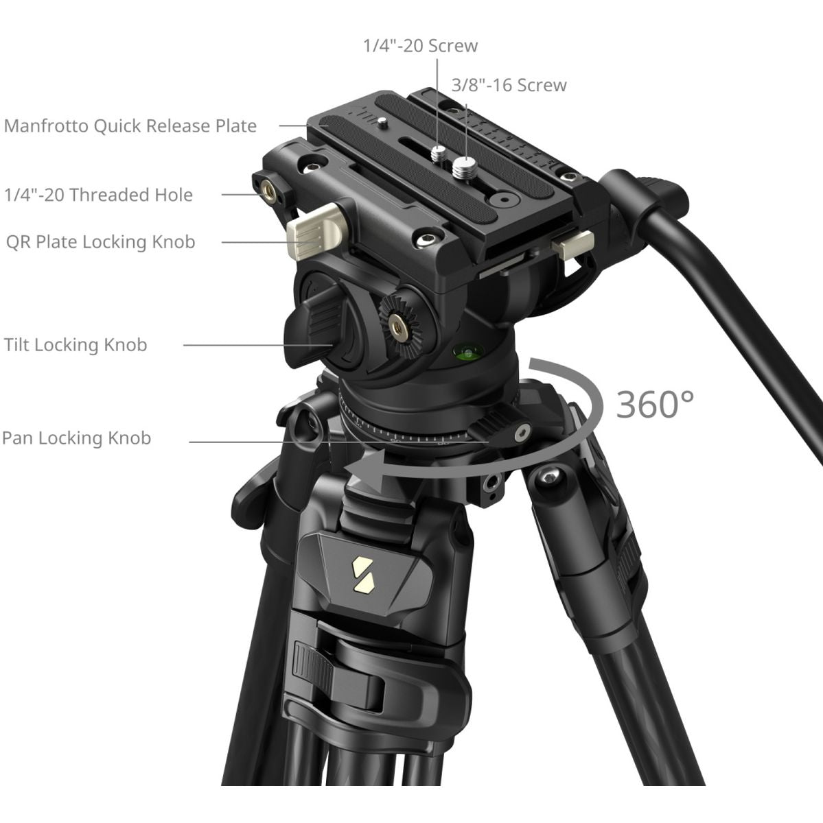 SmallRig 5201 AD-50 Max Video Carbon Fiber Tripod