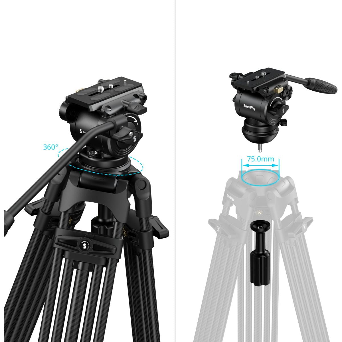 SmallRig 5443 FSD14 Freespeed Heavy-Duty Carbon Fiber Tripod