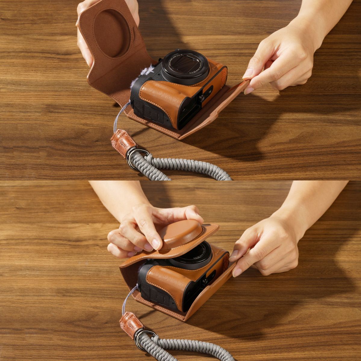 SmallRig 5385 Leather Case Kit For Canon PowerShot V1 (Brown)