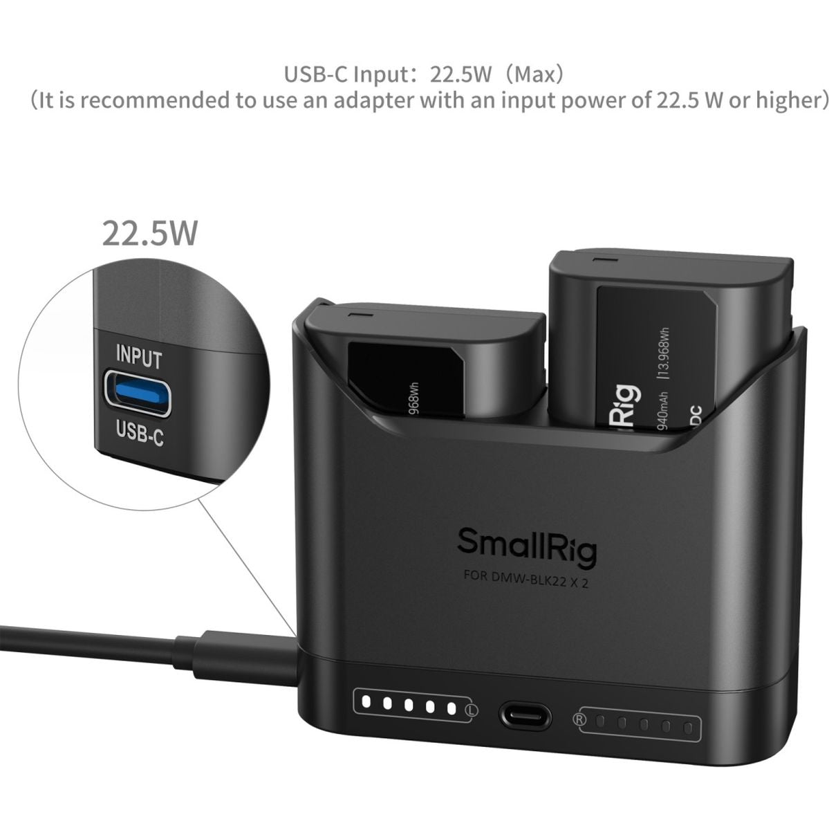 SmallRig 5487 Turbo Charging Kit For DMW-BLK22 Camera Batteries