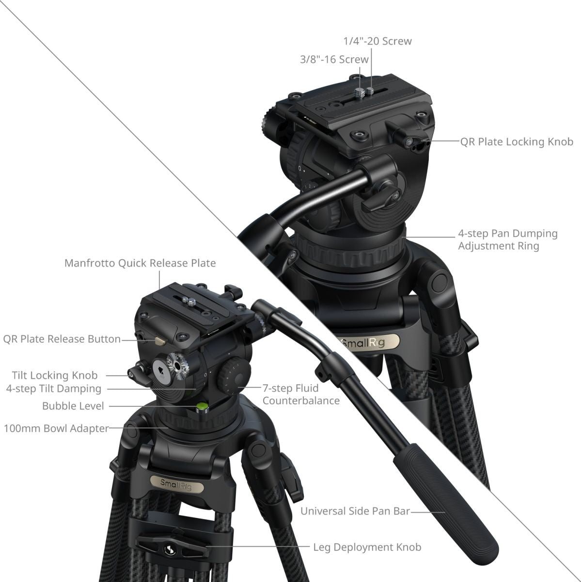 SmallRig 5578 FSD18 Freespeed Heavy-Duty Carbon Fiber Tripod