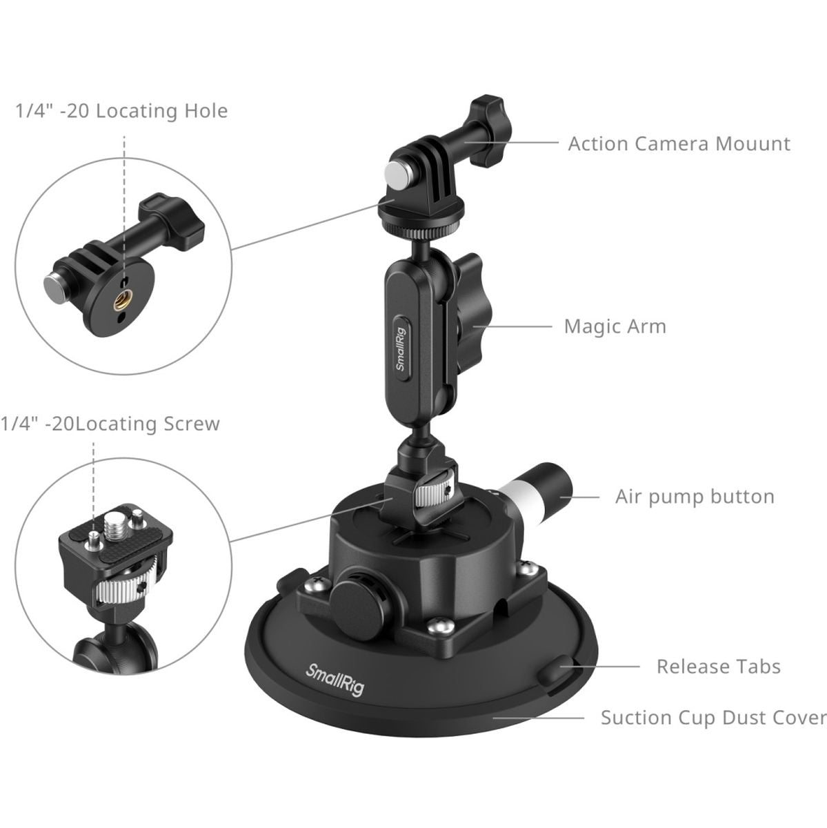 SmallRig 5855B 4.5 Suction Cup Support For Action Cameras - image 3 of 5