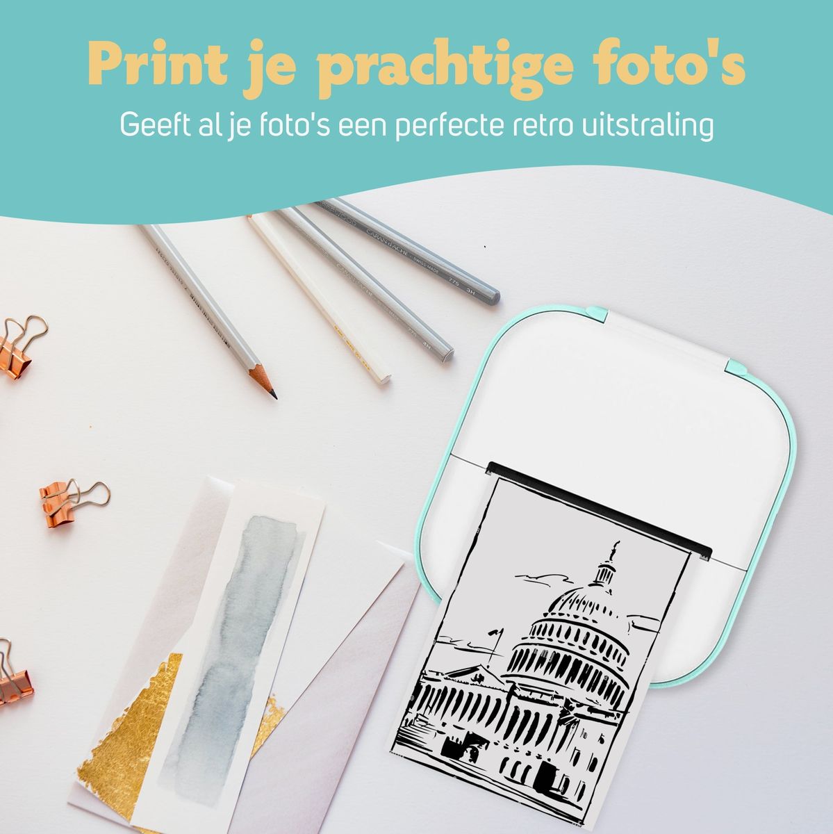 Pora&Co Mini Fotoprinter For Smartphone Green - image 2 of 5