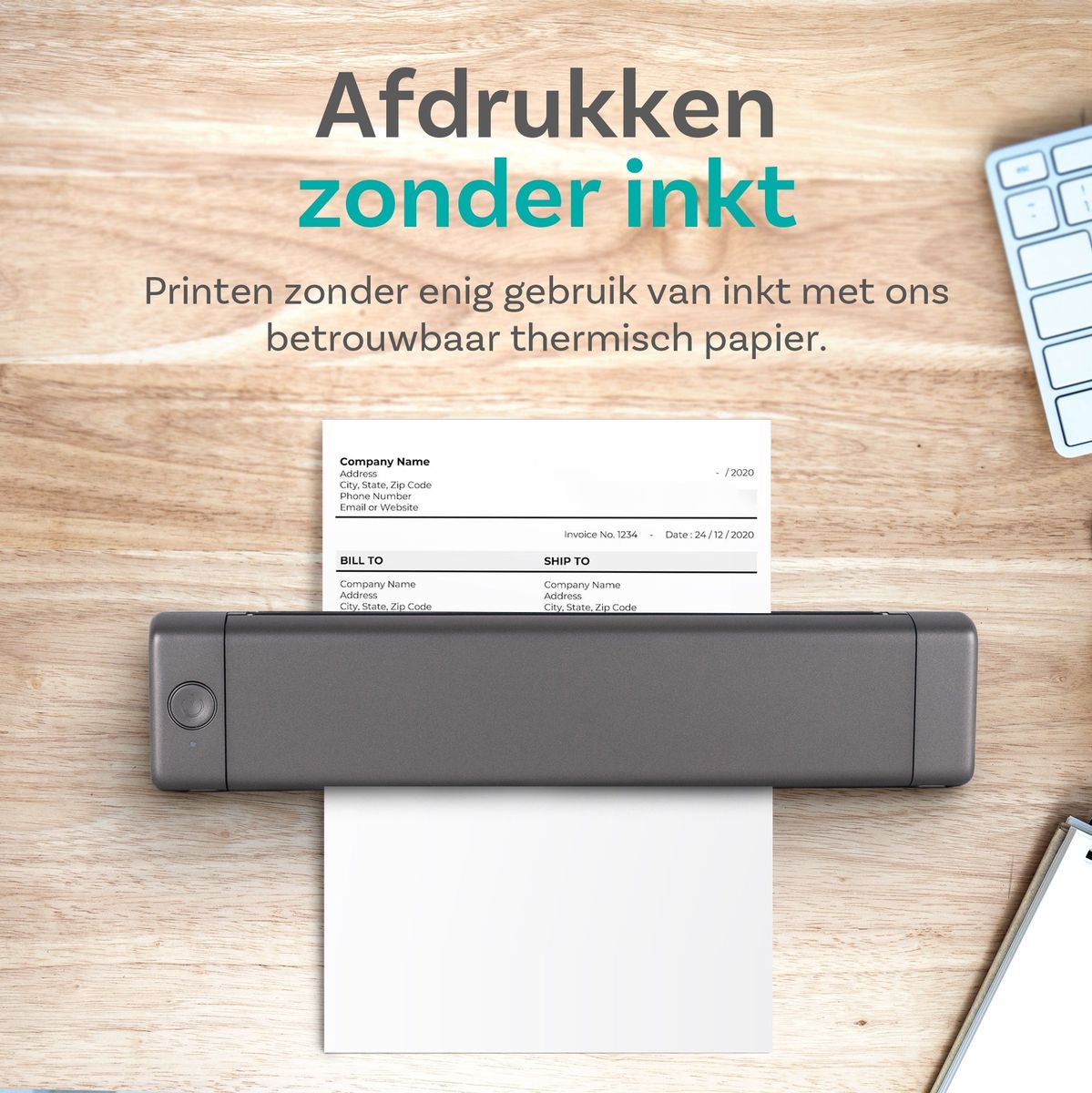 Pora&Co Thermal Printer - Portable Printer-Grey - image 4 of 5