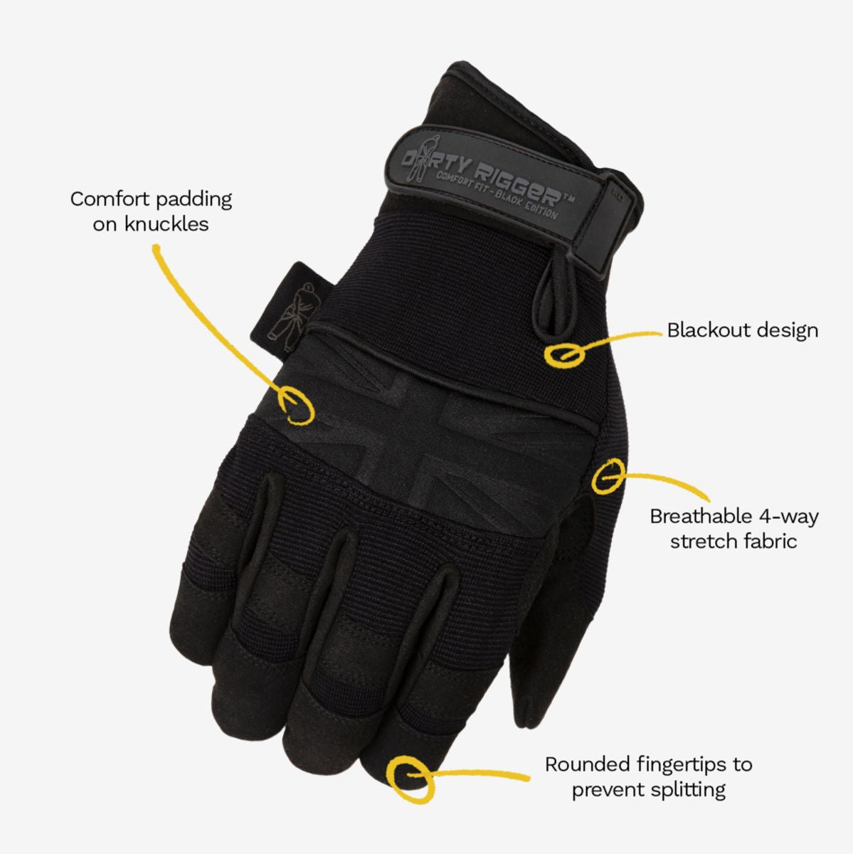 Dirty Rigger Comfort Fit Rigger Glove – Black Edition L