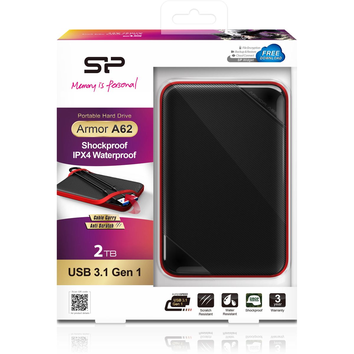 Silicon Power Armor A62 Ext HDD 2TB USB 3.1 Gen 1 (Black)