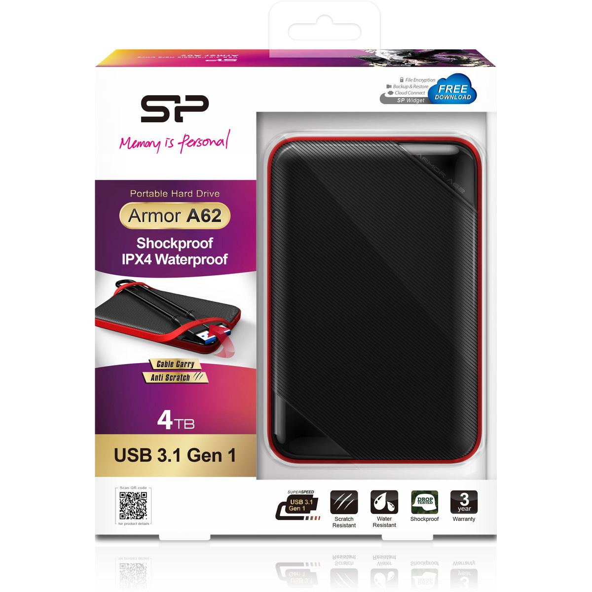Silicon Power Armor A62 Ext HDD 4TB USB 3.1 Gen 1 (Black)