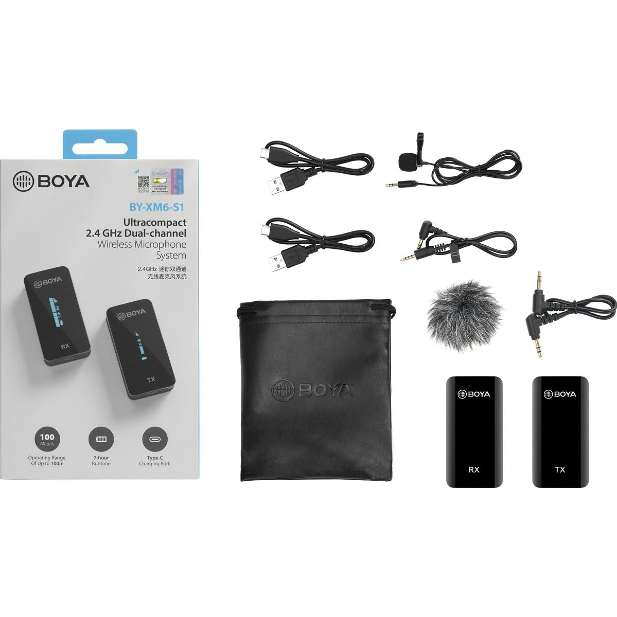 Boya Wireless Microphone 2.4 GHz 1 Transmitter 1 Receiver