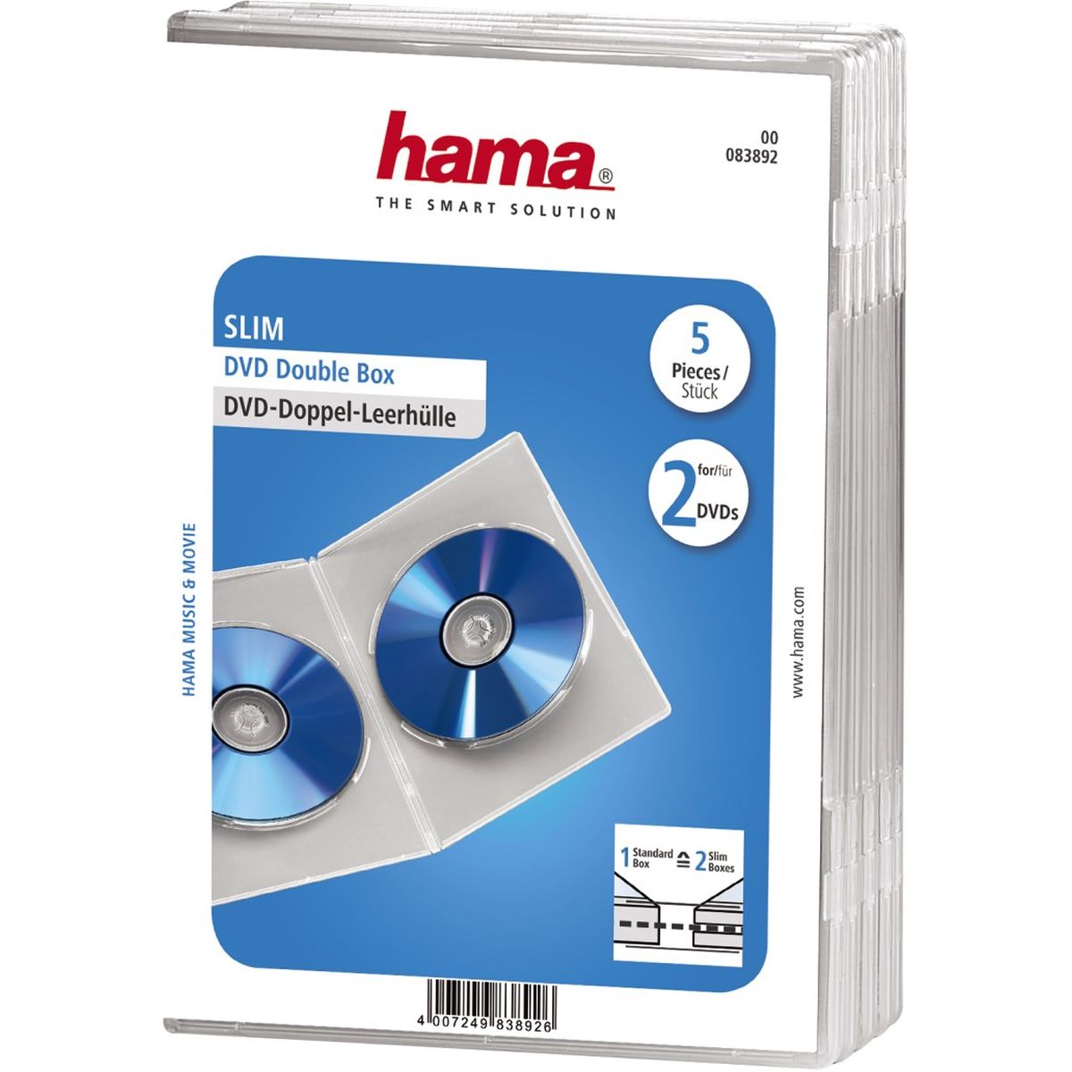 Hama DVD Box Slim Double Transparant 5-pack
