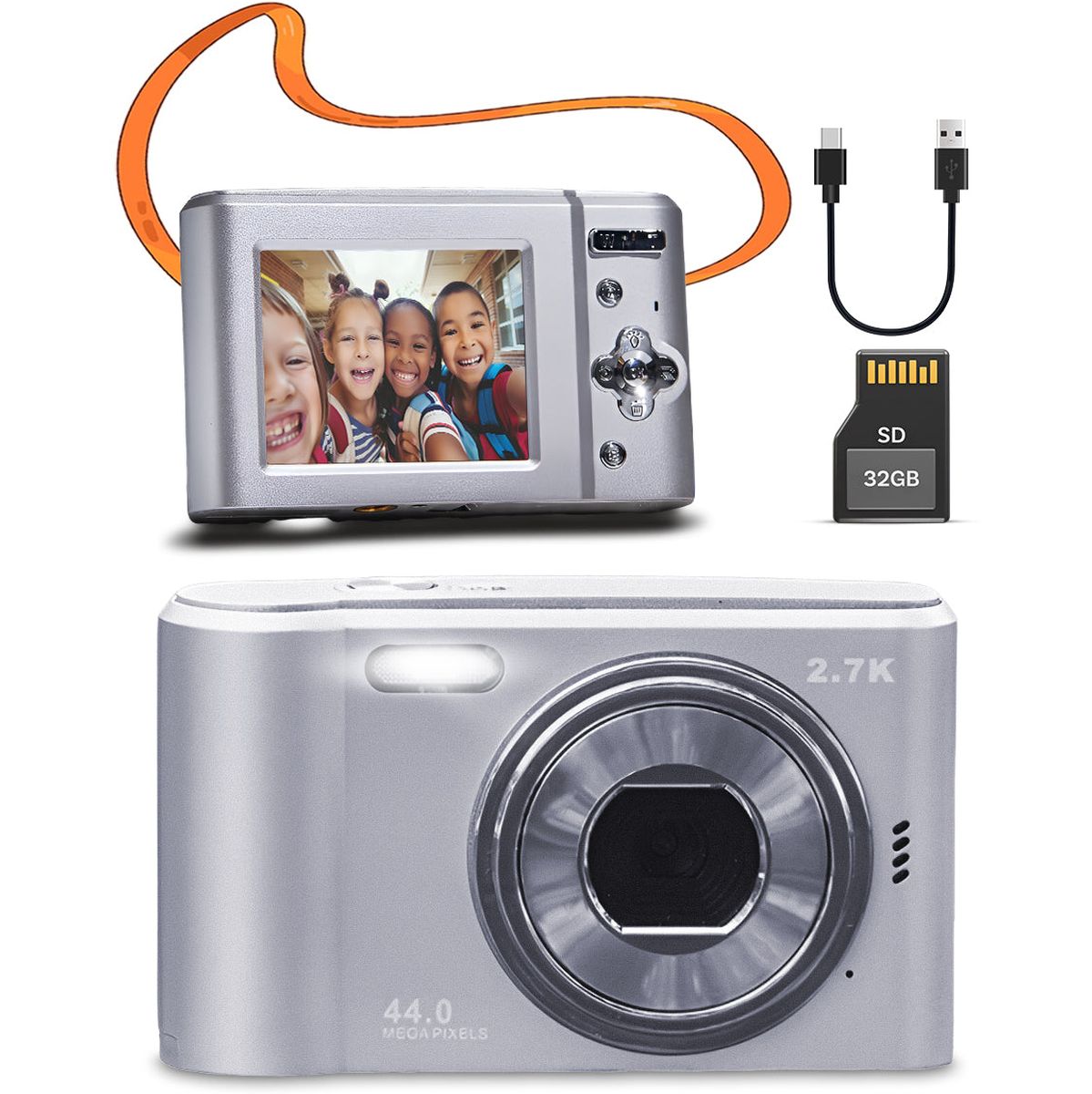Pora&Co Digital Camera - Inclusief 32 GB Memory Card - Silver