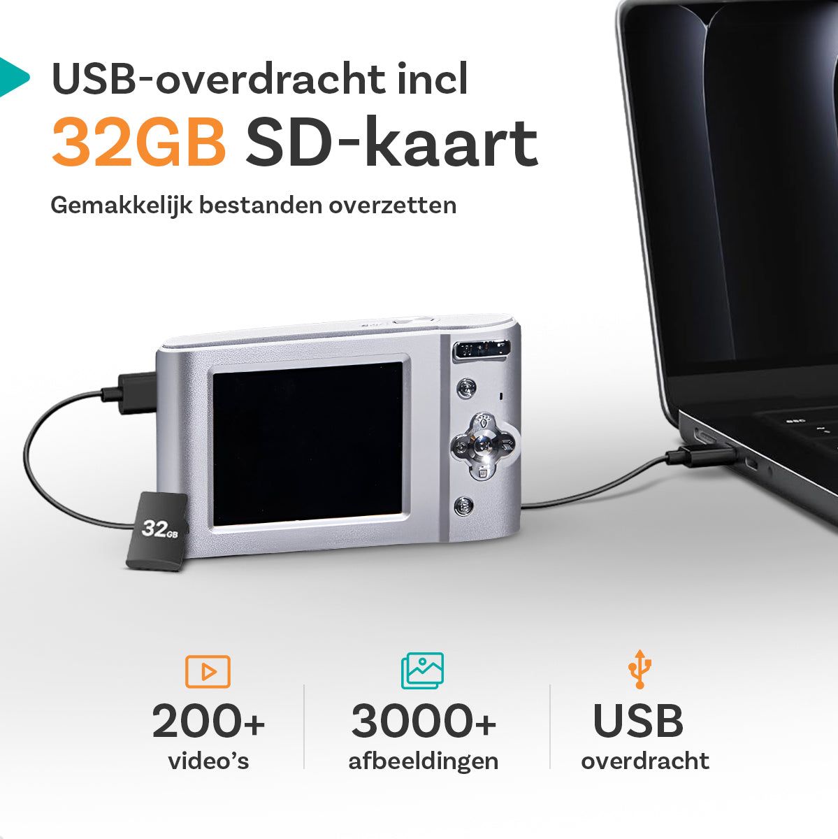 Pora&Co Digital Camera - Inclusief 32 GB Memory Card - Silver - image 4 of 5