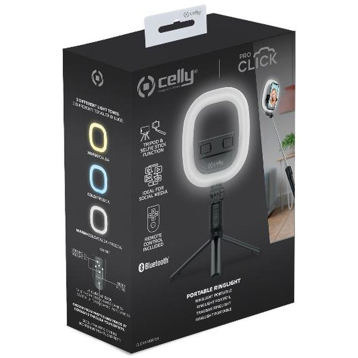 Celly Ring Light Compact Tripod Bluetooth
