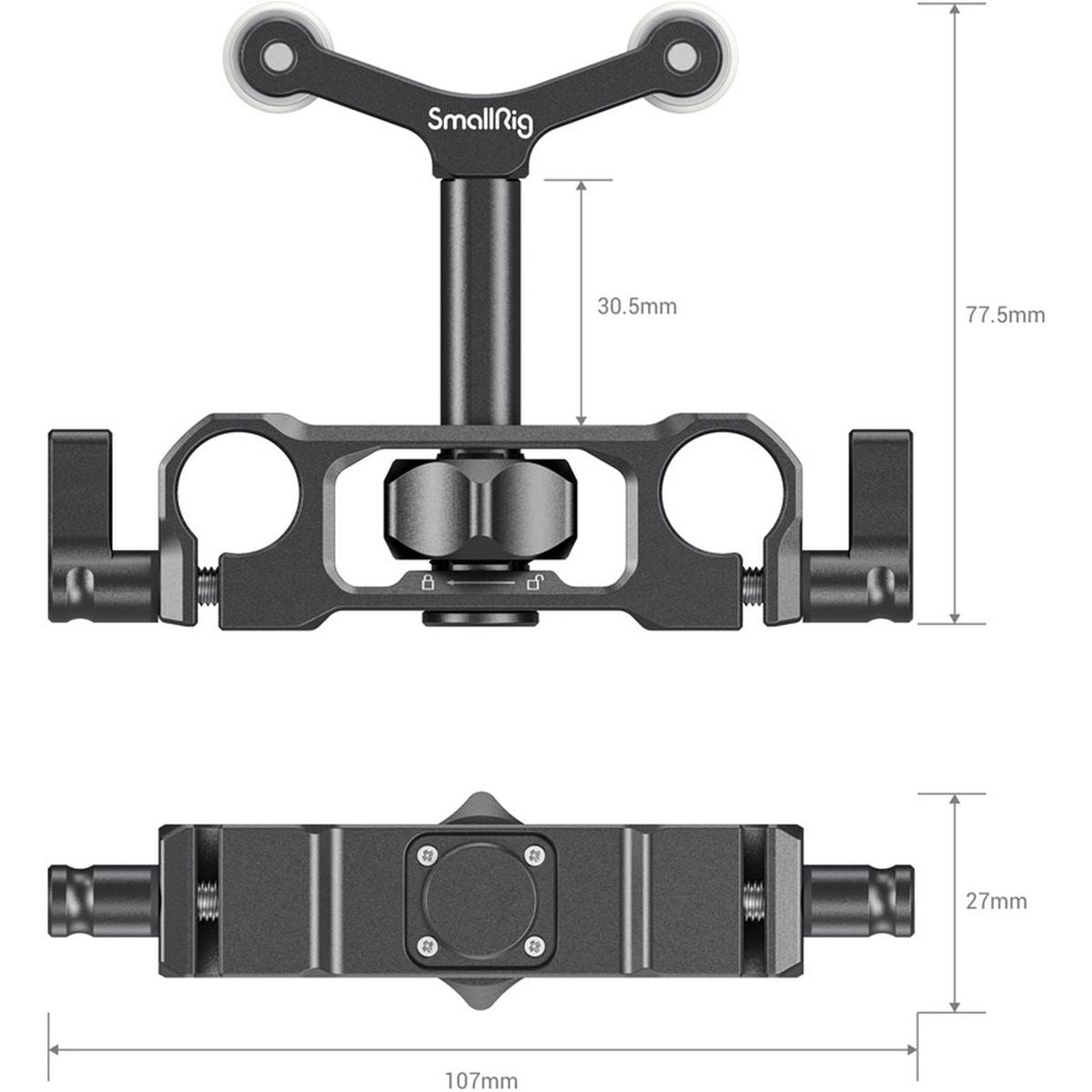 SmallRig 2727 Universal 15mm LWS Rod Mount Lens Support