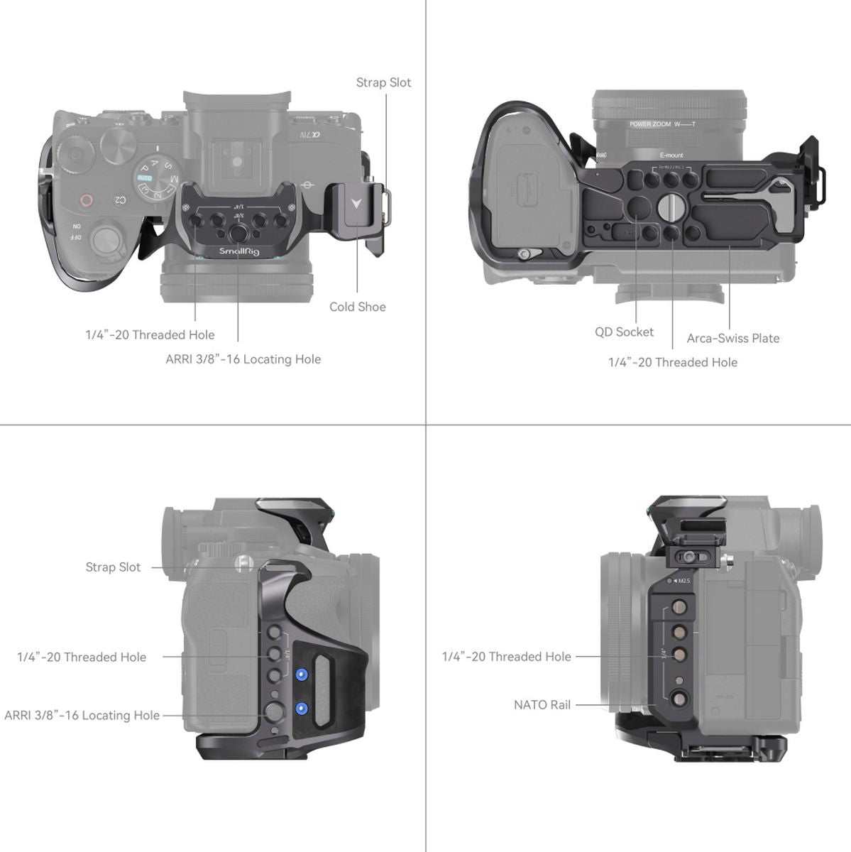 SmallRig 3708 Rhinoceros Basic Cage Kit For Sony Alpha 7R V/