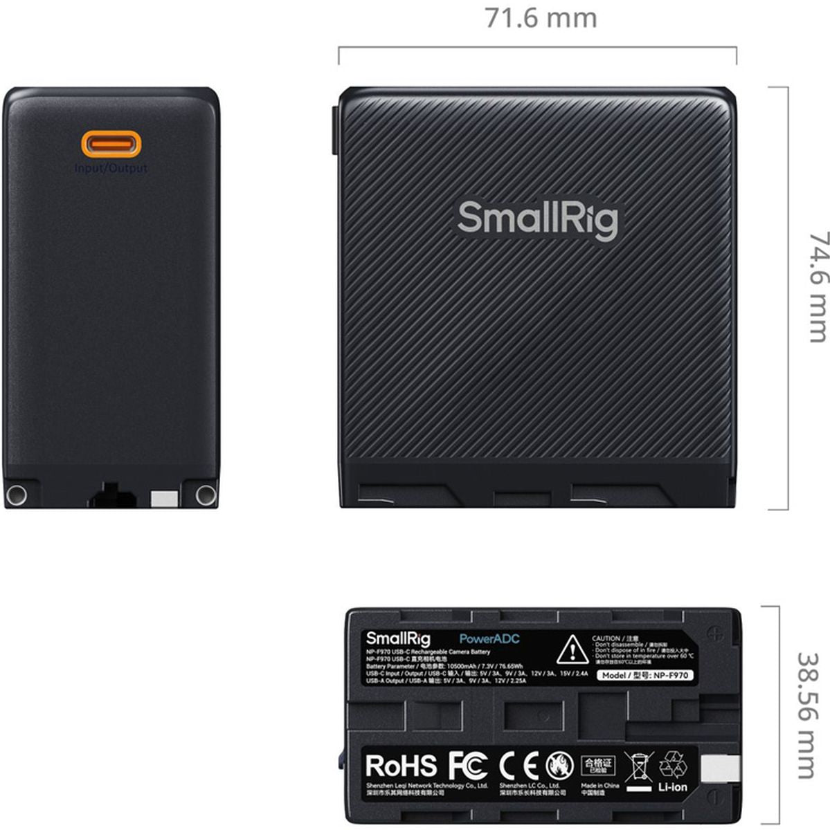 SmallRig 4576 NP-F970 USB-C Rechargeable Camera Battery (Ora