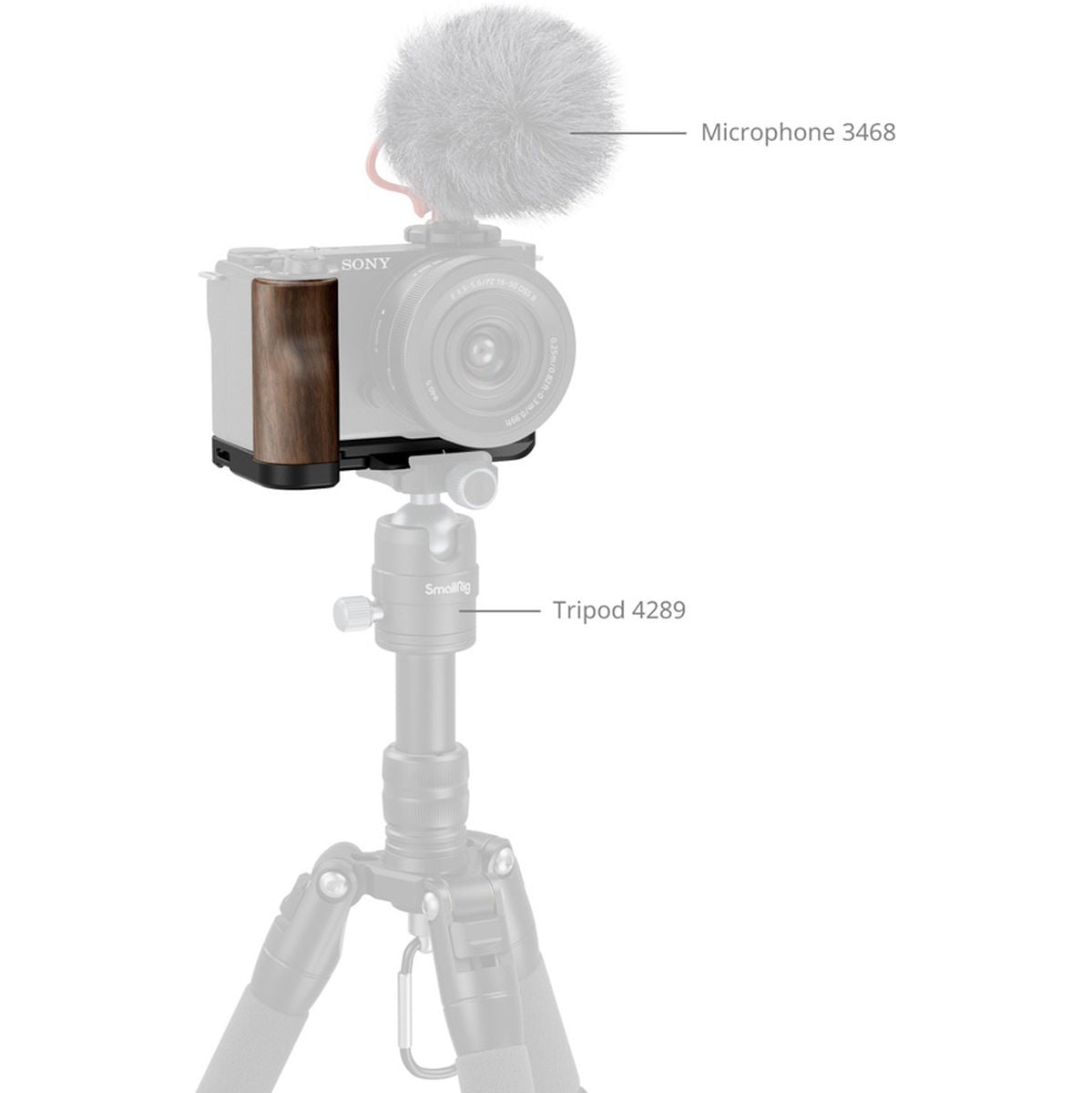 SmallRig 4864 L Shape Mount Plate w/ Wooden Handle For Sony ZV E10 II