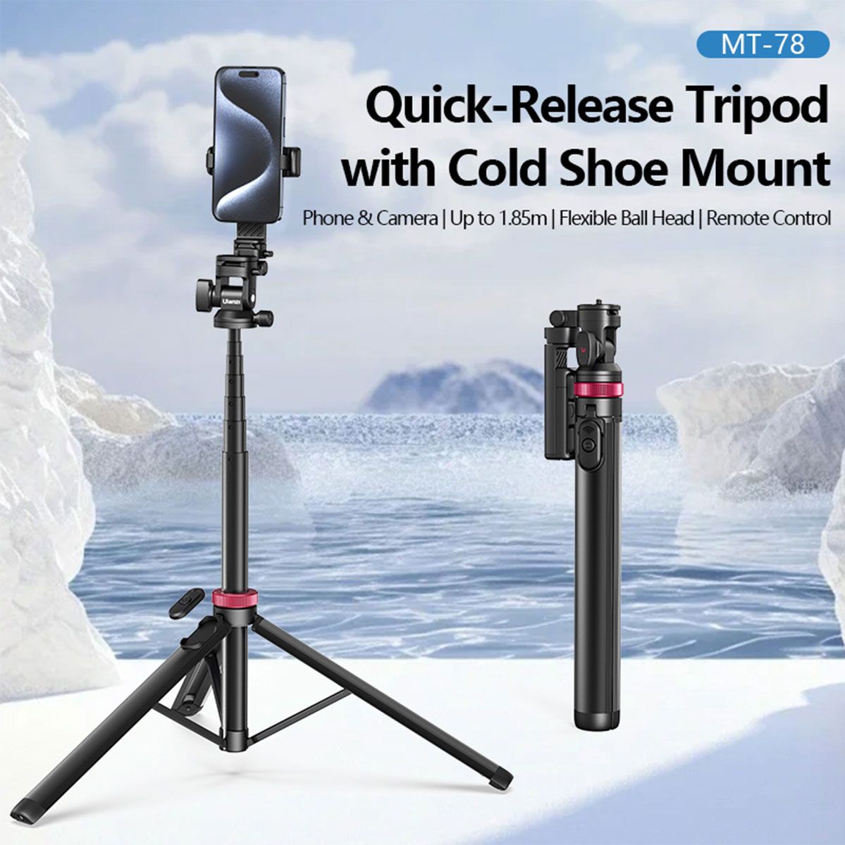 Ulanzi MT-78 Dual Mount Selfie Stick Tripod 185cm - image 5 of 5