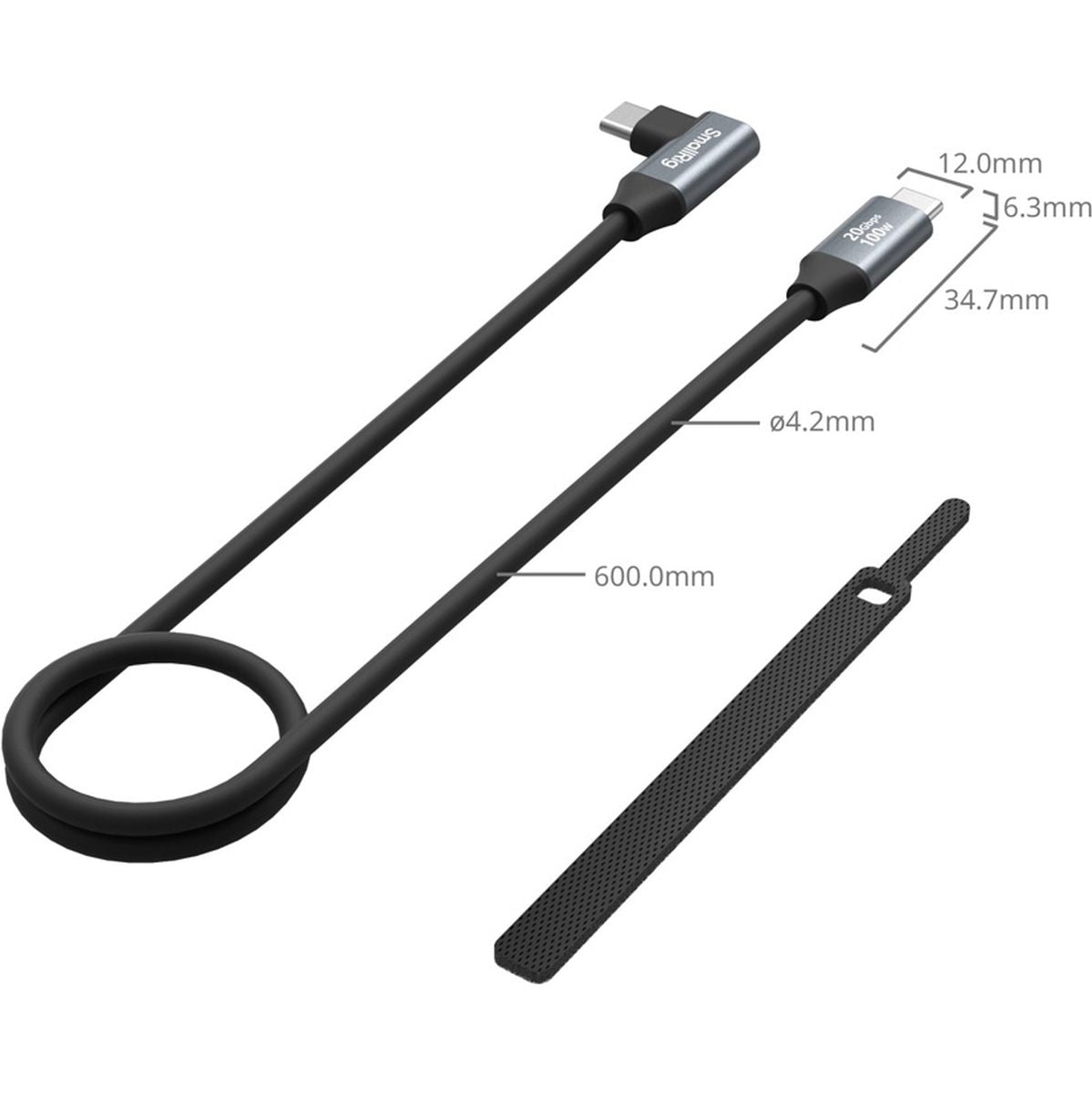 SmallRig USB C (Straight) To USB C (Angled) Data Cable (60cm