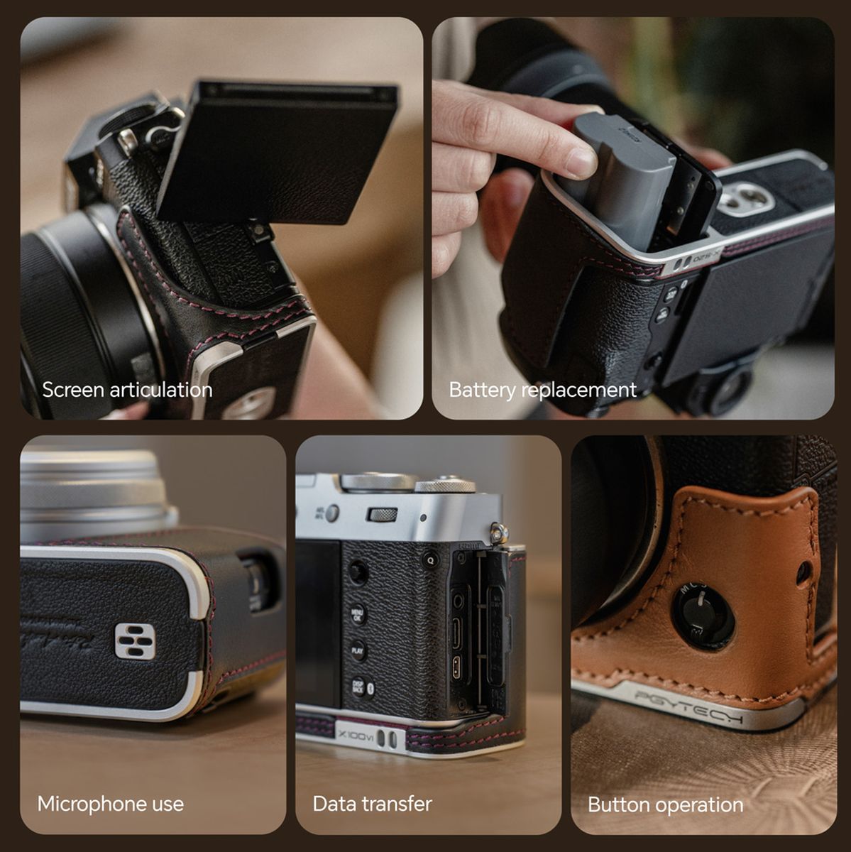 PGYTECH Leather Camera Case (For Fujifilm X T5 Midnight Black)