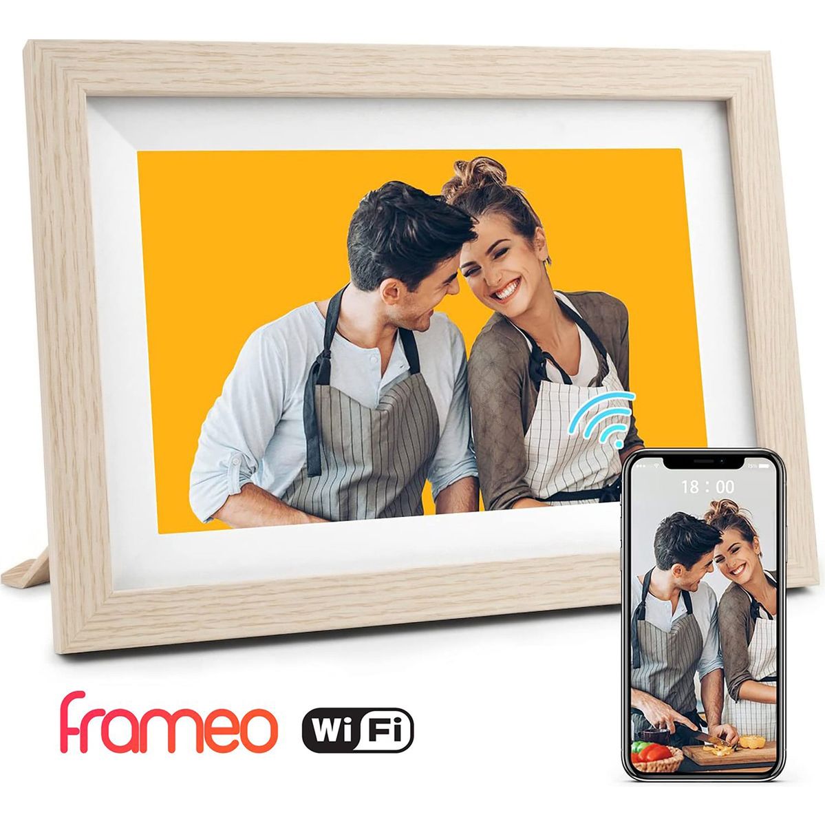 Pora&Co Digital Photo Frame Beige w/ WiFi EN Frameo App - 25.4cm