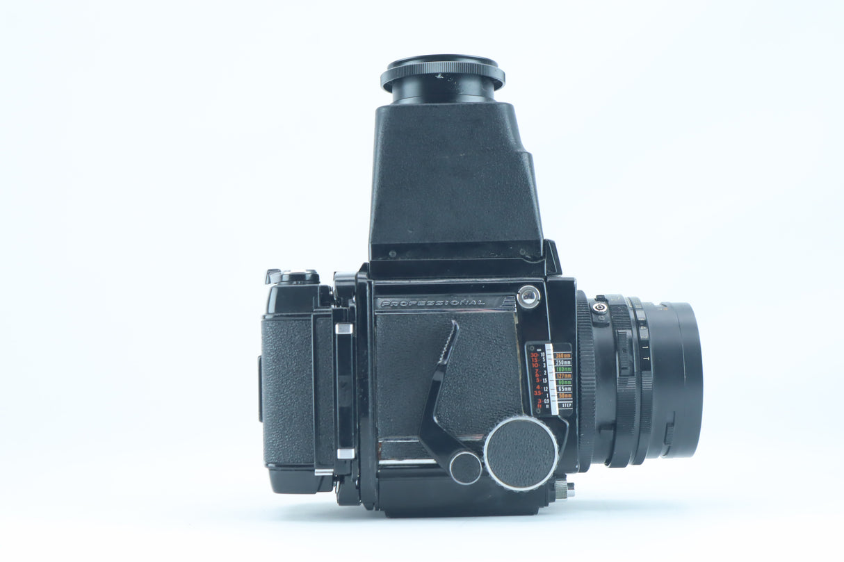 Mamiya RB67 with Mamiya Sekor C 127mm f/3.8 and Chimney Finder