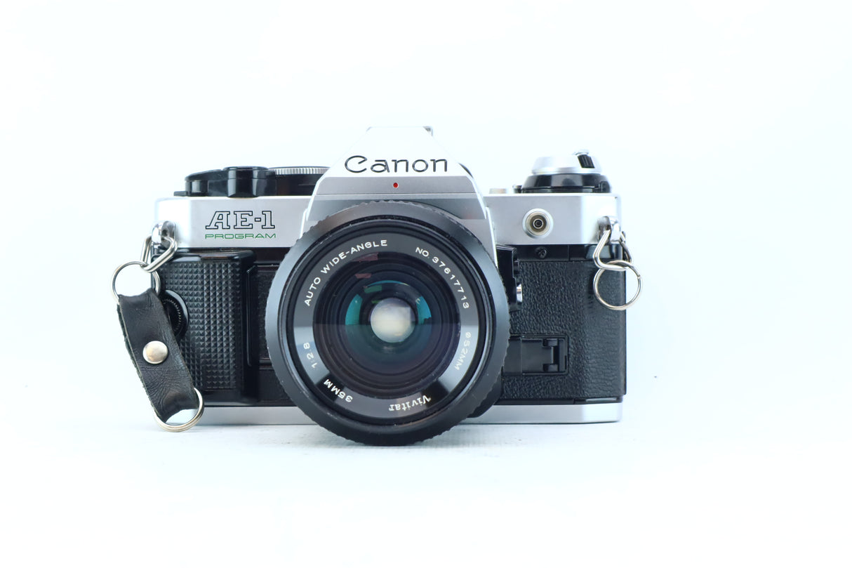 Canon AE-1 Program 35mm SLR Kit with Vivitar Auto Wide-Angle 35mm f/2.8