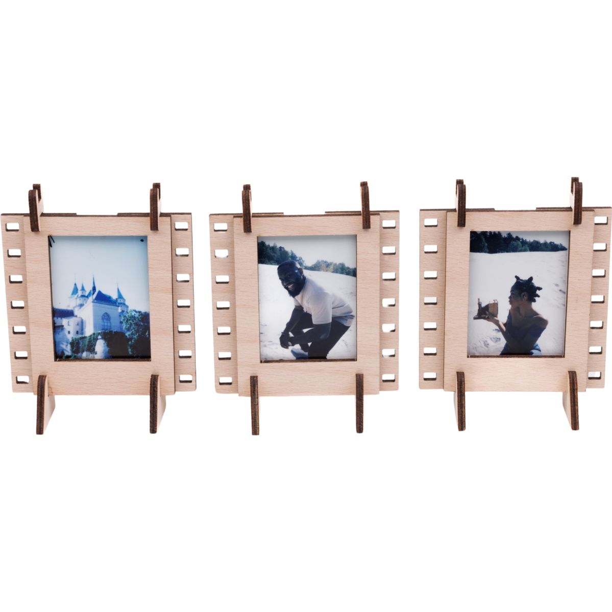 JollyLook 3 Photo Frames Mini Wood Light Brown - image 2 of 5