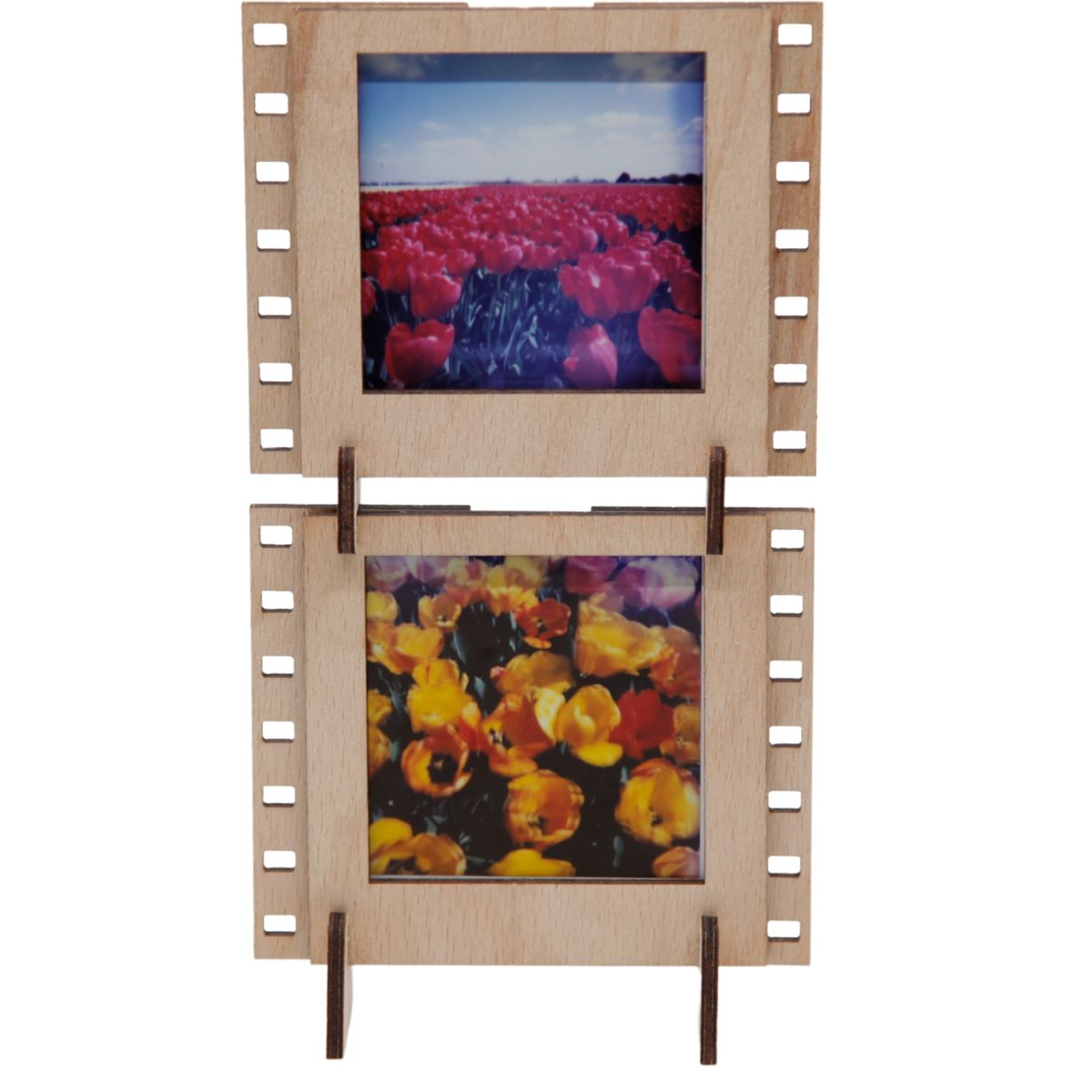 JollyLook 3 Photo Frames Square Wood Light Brown