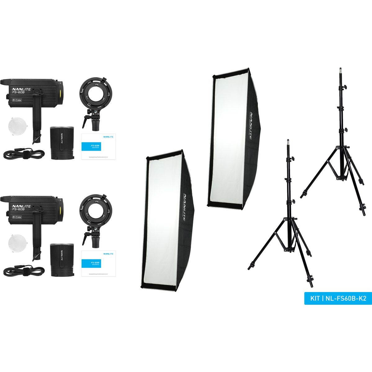 Nanlite FS 60B LED Dual Kit (w/ Light Stand And Softbox)