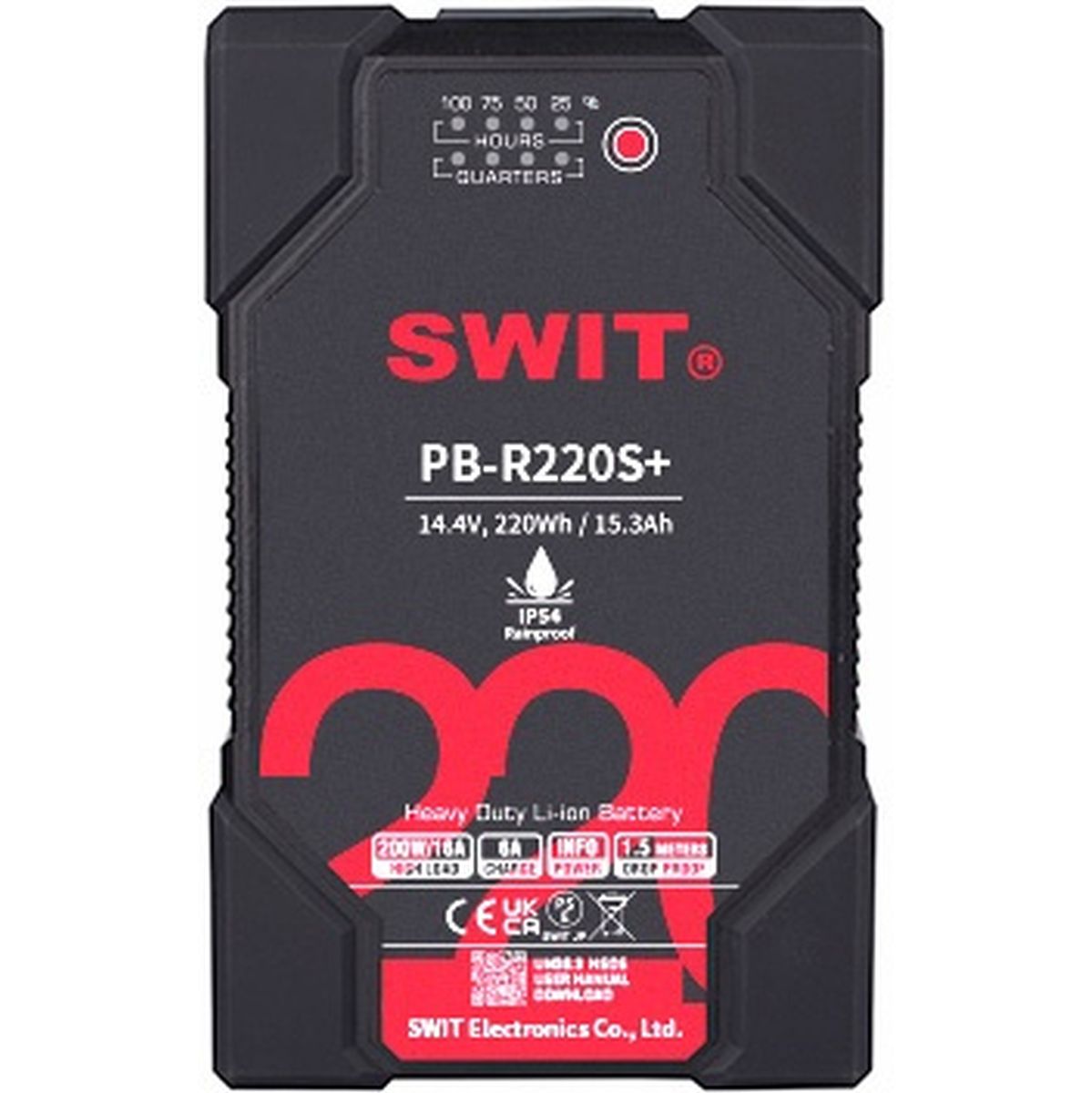 SWIT PB-R220S+ | 220WH Waterproof IP54 Robust Heavy-Duty Battery V-Mount