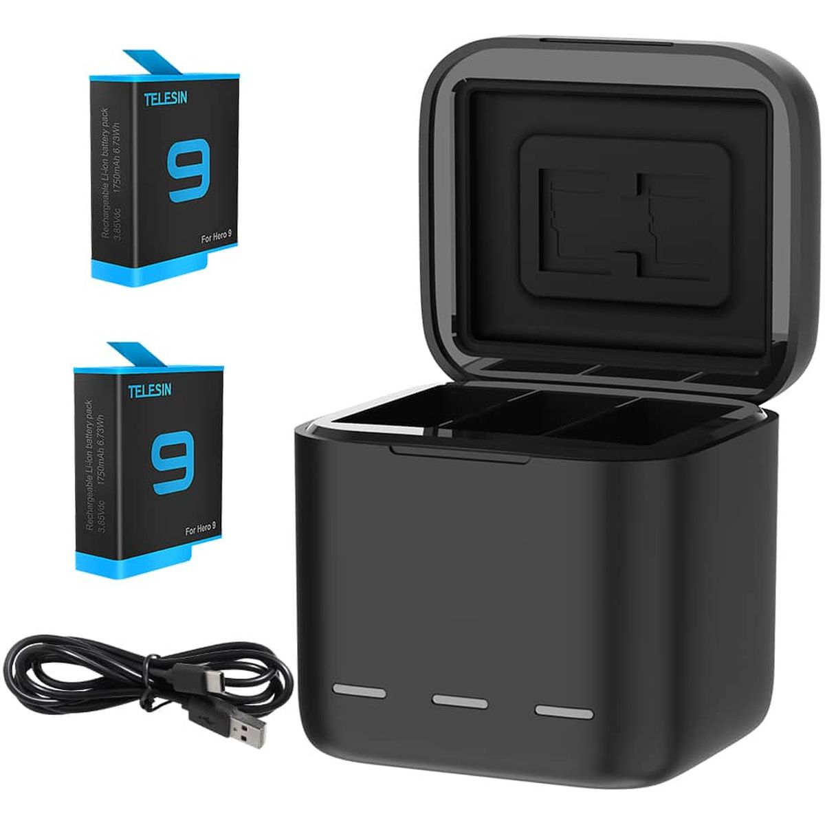 Telesin Triple Battery Charger Box +2X Battery GoPro 9/10/11