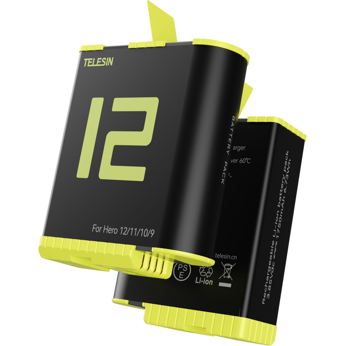 Telesin Battery For GoPro Hero 9/10/11/12 1750 MAh