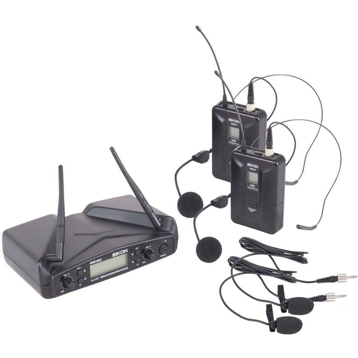 EIKON PLL Uhf Wireless Microphone System WM700 Mic 16 Freq Headset Dual