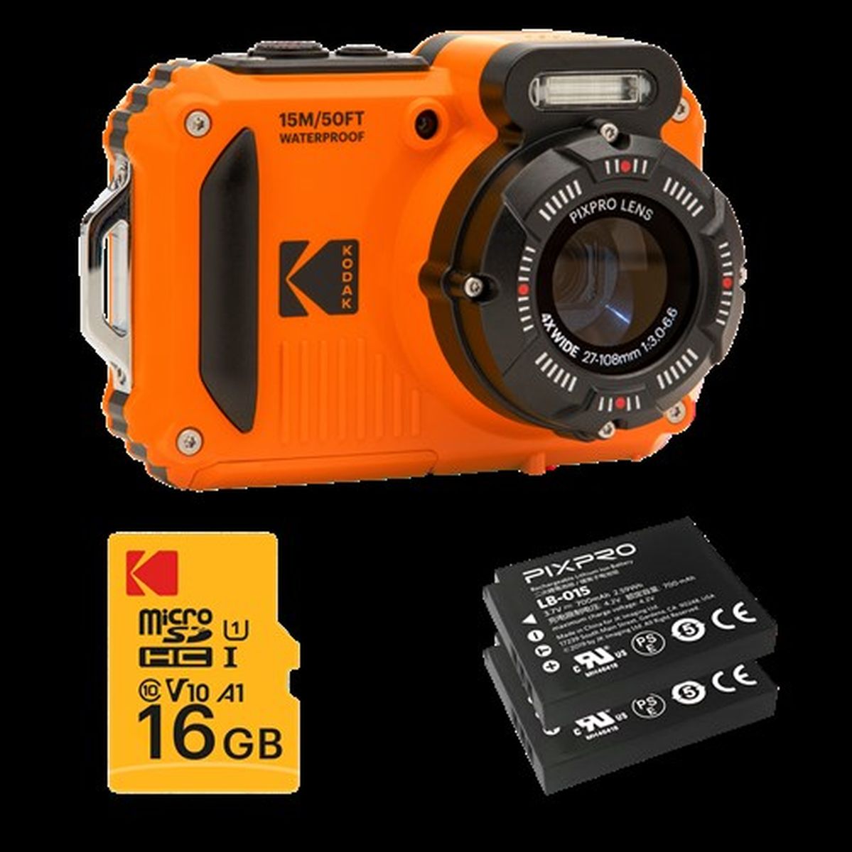 Kodak WPZ 2 Orange Kit w/ 2 Accu's SD Kaart