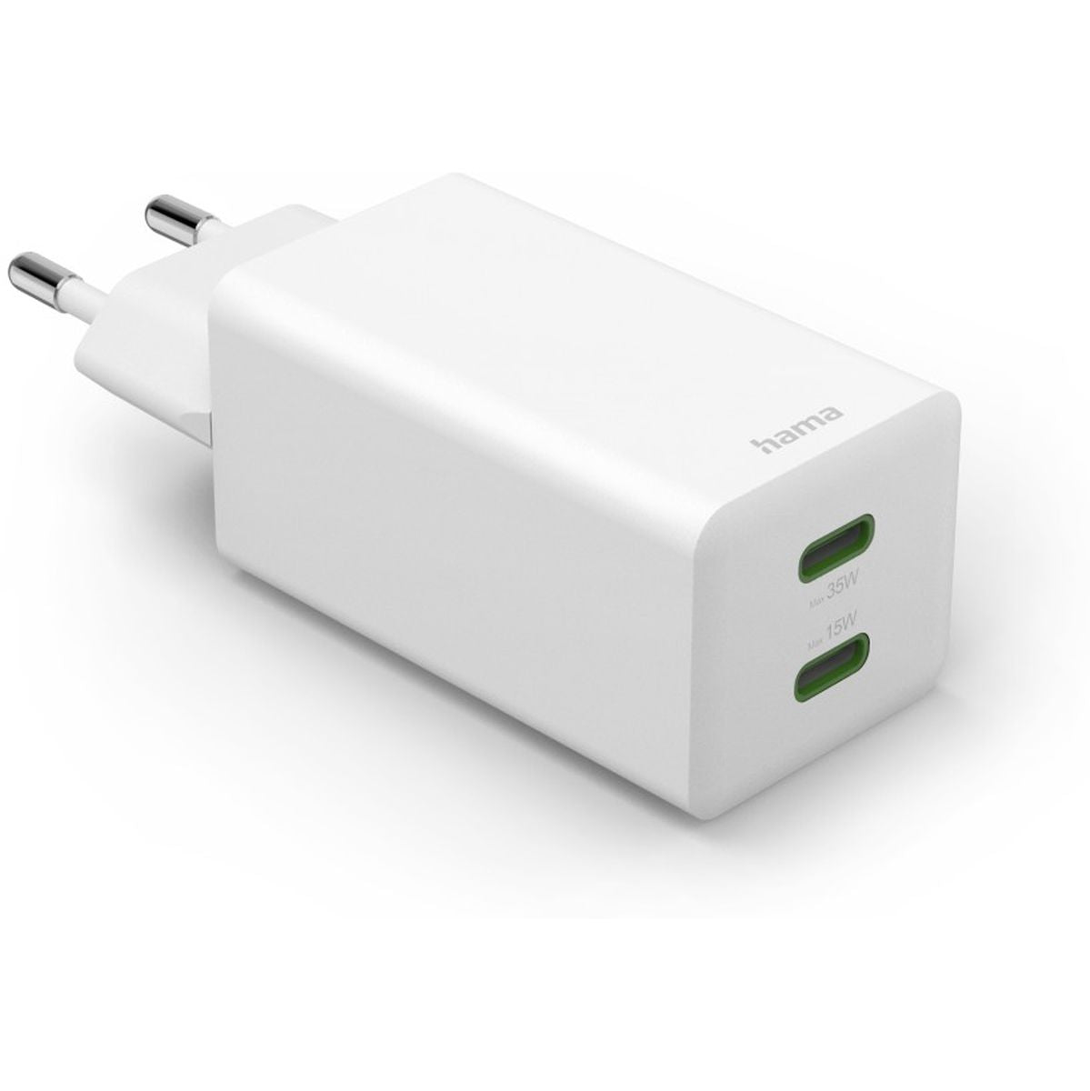 Hama Fast Charger + USB-C Cable 2X USB-C PD/QC Mini-Charger 35W 1 M White - image 2 of 4