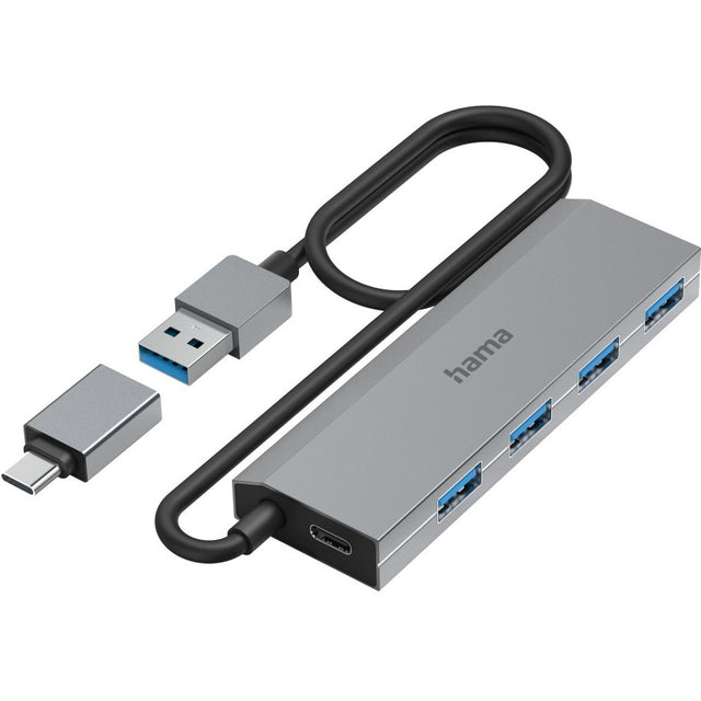Hama USB-Hub 4-Port USB 3.2 GEN1 5 GBIT/s Inc USB-C-Adapter EN Netadapter