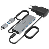 Hama USB-Hub 4-Port USB 3.2 GEN1 5 GBIT/s Inc USB-C-Adapter EN Netadapter - image 3 of 3