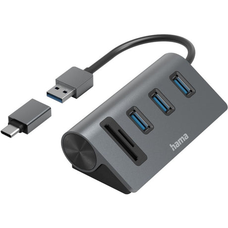 Hama OTG-Hub/Card Reader 5-Port 3X USB-A SD MicroSD w/ USB-C-Adapter