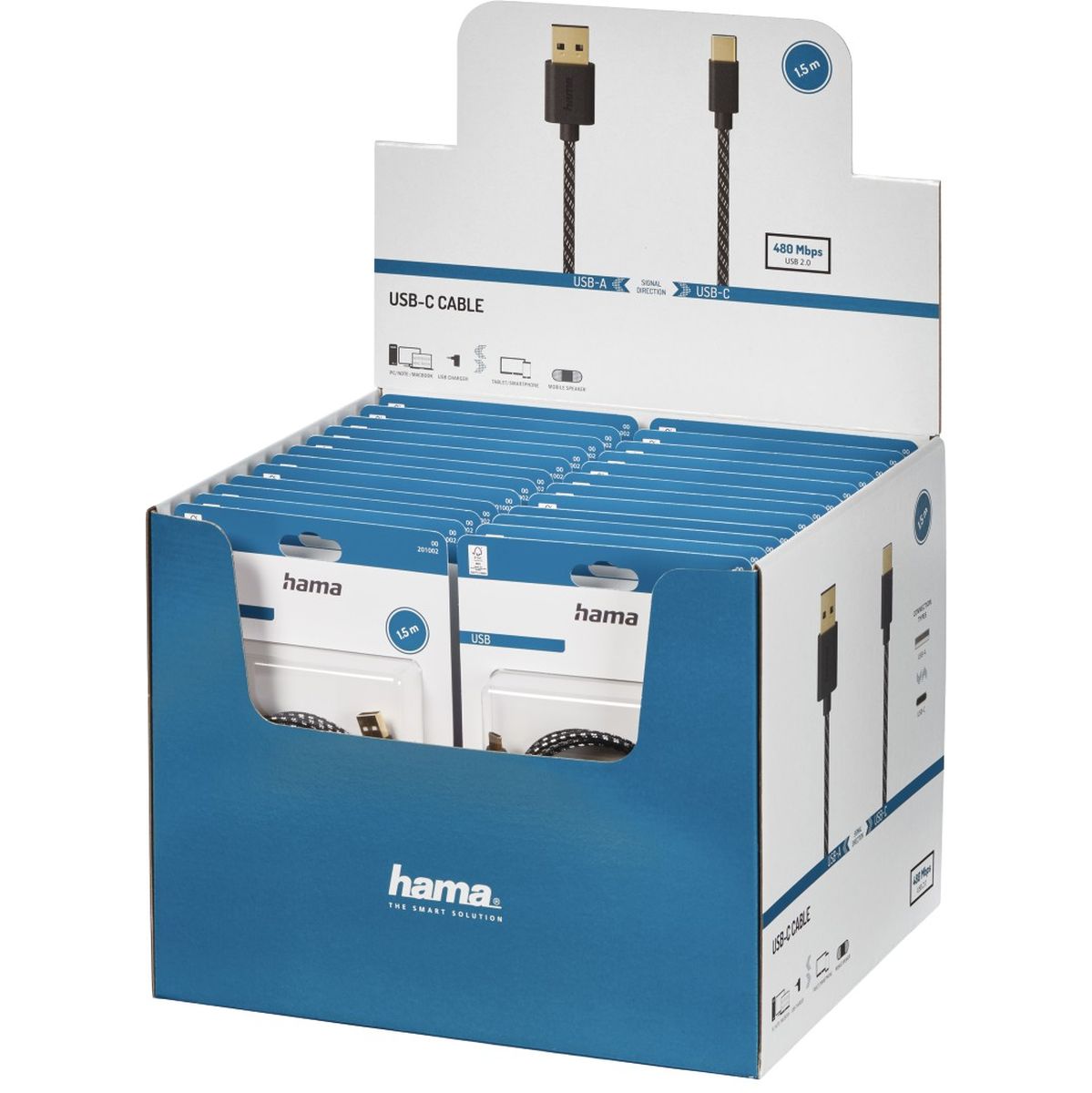 Hama USB-C-Cable USB 2.0 Gold Plated Stof 1.50 M 24 PCs