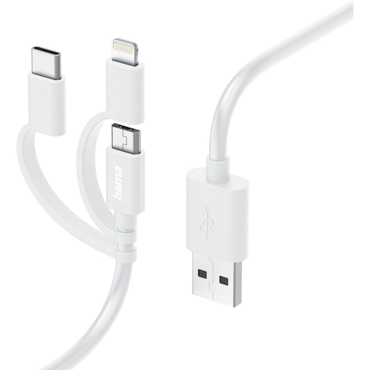 Hama Laad/Synchrokabel 3 In 1 w/ Micro USB/USB Type-C/Lightning 1m White