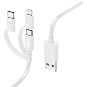 Hama Laad/Synchrokabel 3 In 1 w/ Micro USB/USB Type-C/Lightning 1m White