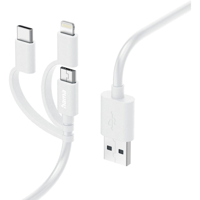 Hama Laad/Synchrokabel 3 In 1 w/ Micro USB/USB Type-C/Lightning 1m White